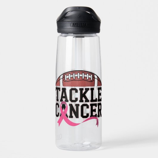 Tackle Cancer Pink Ribbon Design Trinkflasche (Rückseite)