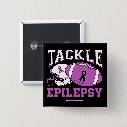 Tackle Epilepsie Lila Band Fußball Button (Vorne & Hinten)