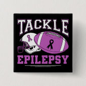Tackle Epilepsie Lila Band Fußball Button (Vorderseite)