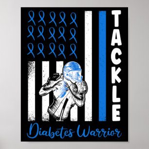 Tackle Flag USA Diabetiker Blaue Diabetes Typ 1 Kr Poster