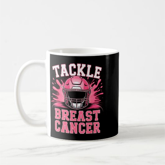 Tackle Football Breast Cancer Awareness Nk Ribbon Kaffeetasse (Links)