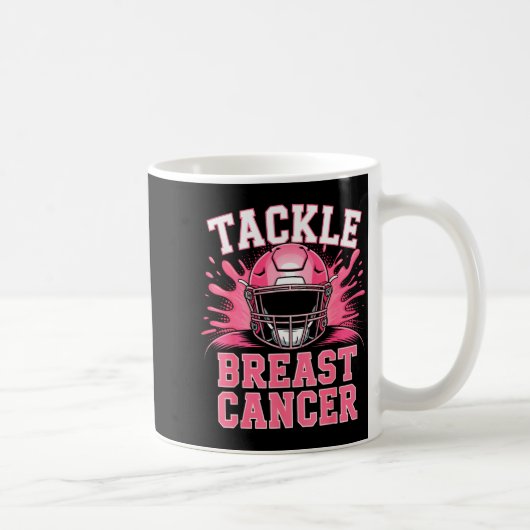 Tackle Football Breast Cancer Awareness Nk Ribbon Kaffeetasse (Rechts)