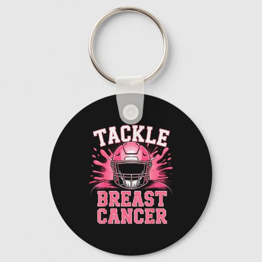 Tackle Football Breast Cancer Awareness Nk Ribbon Schlüsselanhänger (Vorderseite)