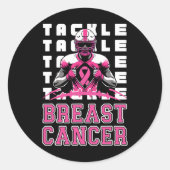 Tackle Football Breast Cancer Awareness Pink Ribbo Runder Aufkleber (Vorderseite)