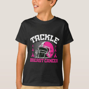 Tackle Football Breast Cancer Awareness Pink Ribbo T-Shirt