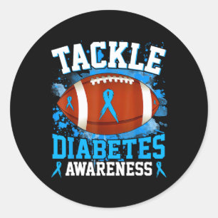 Tackle Football Diabetes Awareness Blue Ribbon Boy Runder Aufkleber