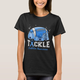 Tackle Football Diabetes Blue Ribbon Dibetes Aware T-Shirt