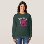 Tackle Football Pink Ribbon Brustkrebs Auswarenes Sweatshirt (Vorne ganz)