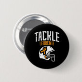 Tackle Leukemia Helmet Orange Ribbon Blood Cancer Button (Vorne & Hinten)
