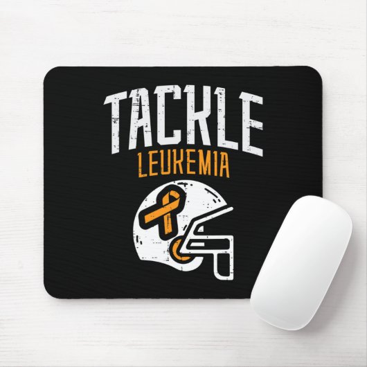 Tackle Leukemia Helmet Orange Ribbon Blood Cancer  Mousepad (Mit Mouse)