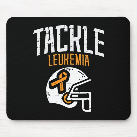 Tackle Leukemia Helmet Orange Ribbon Blood Cancer Mousepad (Vorne)