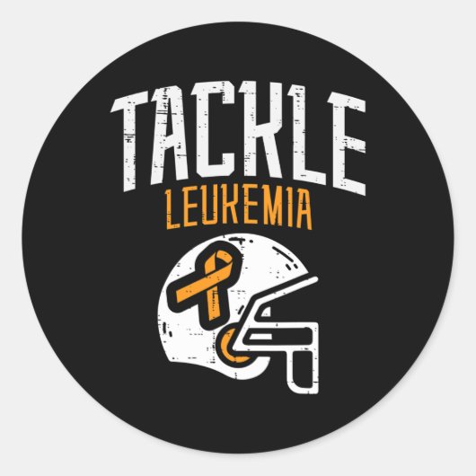 Tackle Leukemia Helmet Orange Ribbon Blood Cancer  Runder Aufkleber (Vorderseite)