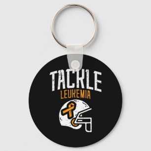 Tackle Leukemia Helmet Orange Ribbon Blood Schlüsselanhänger