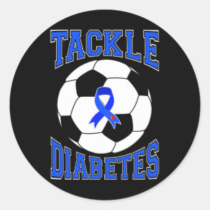 Tackle Soccer Blue Ribbon Tackle Diabetes-Bewussts Runder Aufkleber