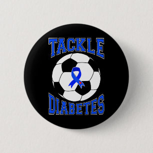 Tackle Soccle Blue Ribbon Tackle Diabetes Awarenes Button
