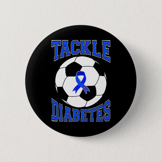 Tackle Soccle Blue Ribbon Tackle Diabetes Awarenes Button (Vorderseite)