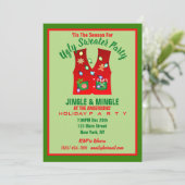 Tacky Christmas Lights Ugly Sweater Party Einladung (Stehend Vorderseite)