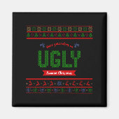 Tacky Christmas Nordic Knit Pattern Red Green Ugly Magnet (Vorne)