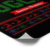 Tacky Christmas Nordic Knit Pattern Red Green Ugly Poster (Ecke)