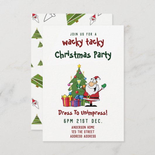 TACKY Christmas Party Einladung Funny Santa (Vorne/Hinten)