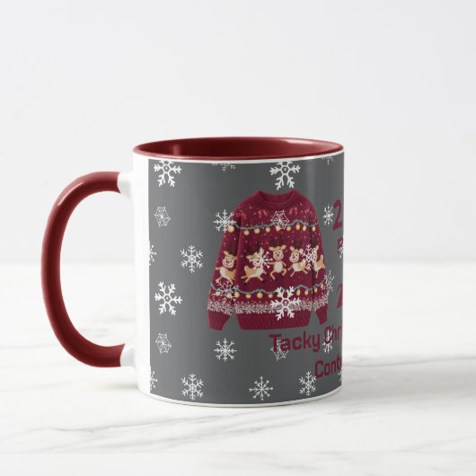 Tacky-Christmas-Pullover 2. Platz Gewinner Contest Tasse (Links)