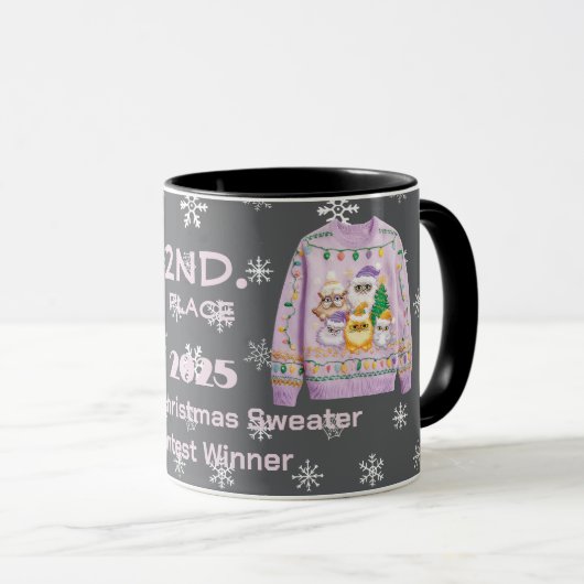 Tacky-Christmas-Pullover 2. Platz Gewinner Contest Tasse (VorderseiteRechts)
