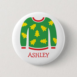 Tacky Christmas Sweater Party Name Tags Button