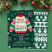 Tacky Festive Ugly Sweater Party Rot und Grün Einladung