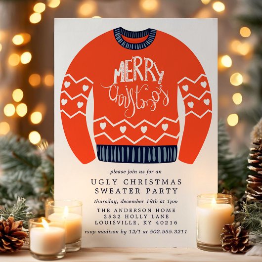 Tacky Frohe Weihnachten Ugly Christmas Sweater Par Einladung