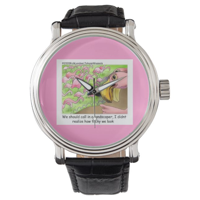Tacky Pink Flamingos Funny Unisex Watch Armbanduhr (Vorderseite)