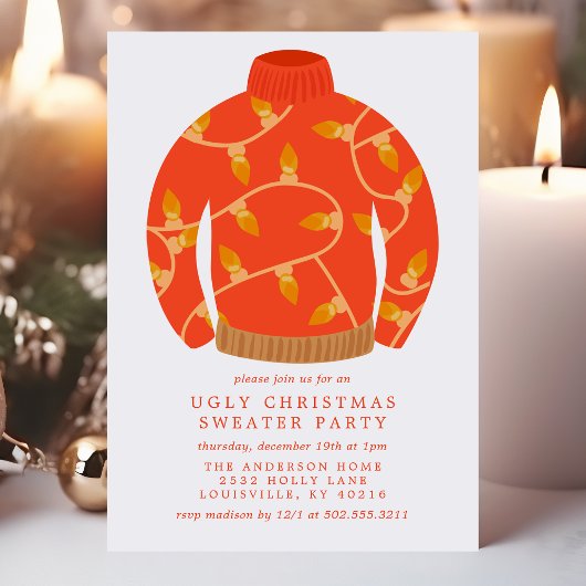 Tacky String Lights Ugi Christmas Sweater Party Einladung