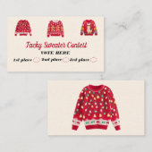 Tacky Sweater Contest Voting Cards Telefonnummerkarte (Vorne/Hinten)