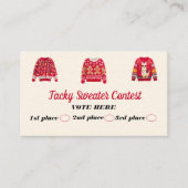 Tacky Sweater Contest Voting Cards Telefonnummerkarte (Vorderseite)