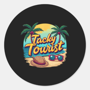 Tacky-Touristen-Outfit-Outfit-Wacky-Kreuzfahrt-Kos Runder Aufkleber