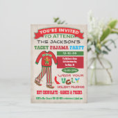 Tacky Ugly Christmas Pajamas Party Einladung (Stehend Vorderseite)