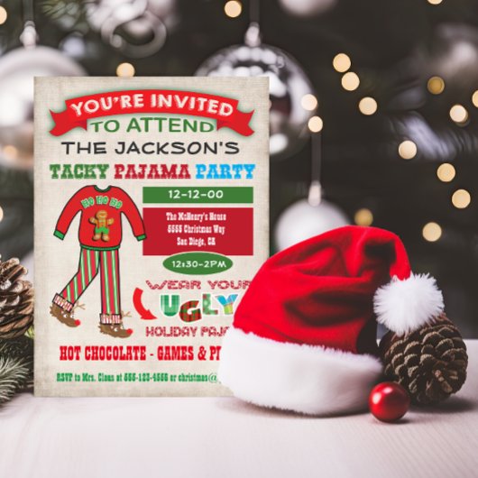 Tacky Ugly Christmas Pajamas Party Einladung