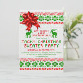 Tacky Ugly Christmas Sweater Party Einladung (Stehend Vorderseite)