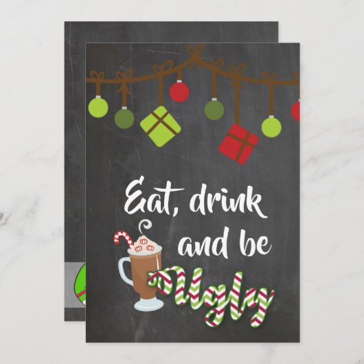 Tacky Ugly Sweater Christmas Party Einladung (Vorne/Hinten)