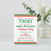 Tacky Ugly Sweater Christmas Party Einladung Postkarte (Stehend Vorderseite)