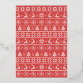 Tacky Ugly Sweater Christmas Party Green Real Gold Folieneinladung (Rückseite)