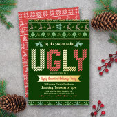 Tacky Ugly Sweater Christmas Party Green Real Gold Folieneinladung