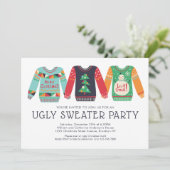 Tacky Ugly Sweater Christmas Retro Holiday Party Einladung (Stehend Vorderseite)