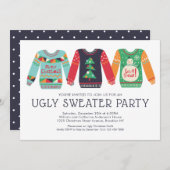 Tacky Ugly Sweater Christmas Retro Holiday Party Einladung (Vorne/Hinten)