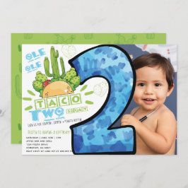Taco 2. Geburtstag Fiesta Foto Einladung
