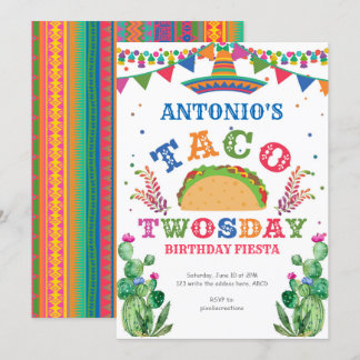 Taco 2. Geburtstag, Fiesta, Taco 2. Geburtstag Einladung