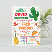 Taco 2 wosday Boy Birthday Fiesta Cactus mexikanis Einladung (Stehend Vorderseite)