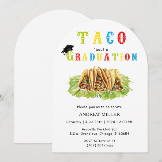 Taco-Abschluss Einladung (Vorne/Hinten)