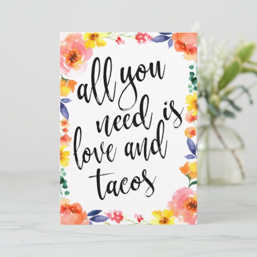 Taco Bar erschwingliches boho Blumenzeichen (Stehend Vorderseite)