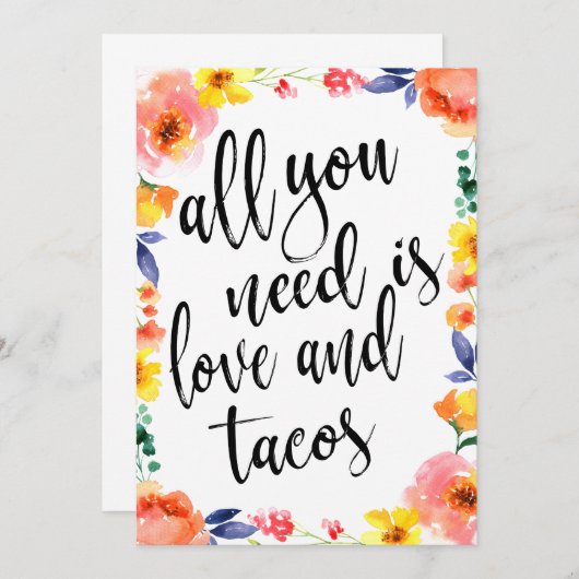 Taco Bar erschwingliches boho Blumenzeichen (Vorne/Hinten)