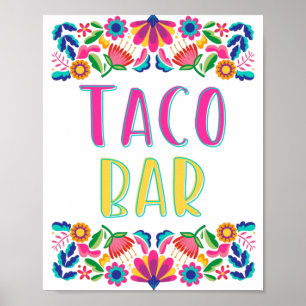 Taco-Bar-Fiesta-Party-Mexikanischer-Blumenplakat Poster